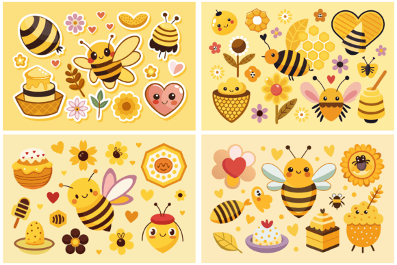 Download Cute Bee Sticker Clipart Bundle - Bee sticker clipart bundle Collection